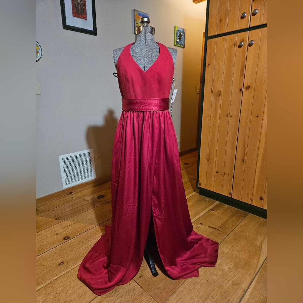 David's Bridal Vera Wang Bridesmaid Dress in Apple.. sexy long dress with slit !